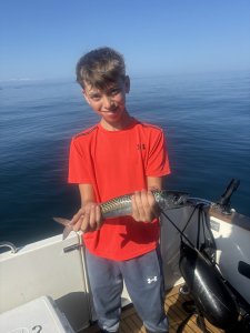 Bruce lowther with a Mackerel of 1lb 0oz